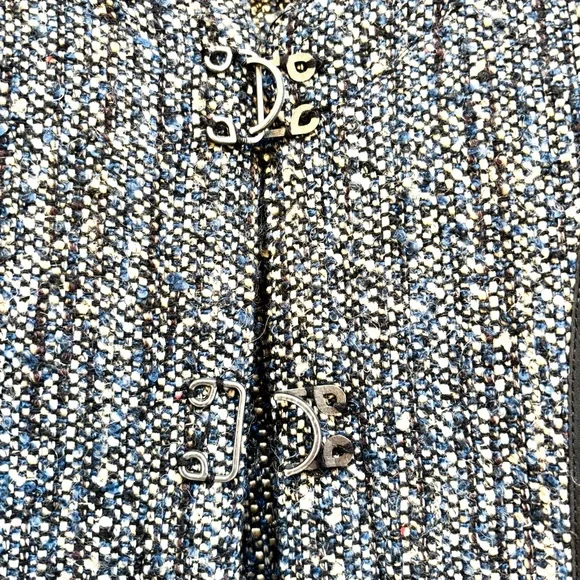 Willi Smith Black Cream Blue Tweed Size Large fits like Small Wool Blend Blazer - Picture 8 of 12